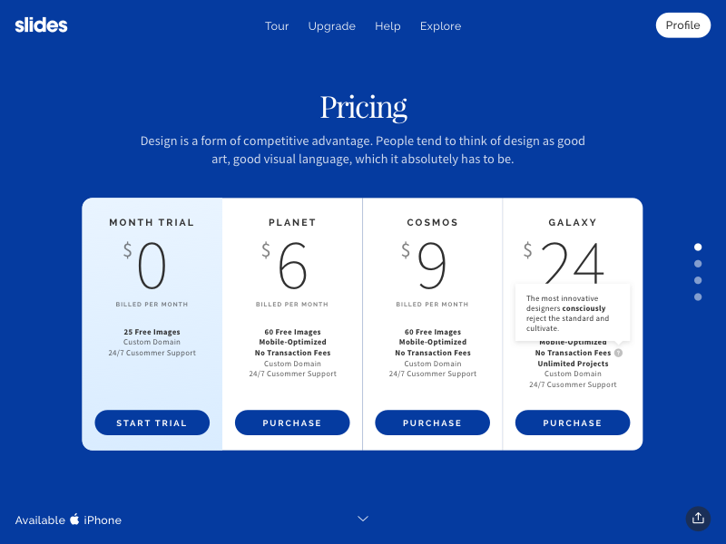 Slides: Pricing Table Blue