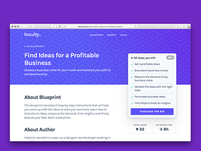 Foculty — Create your business by doing clear instructions business course guide instruction landing lesson material design tutorial