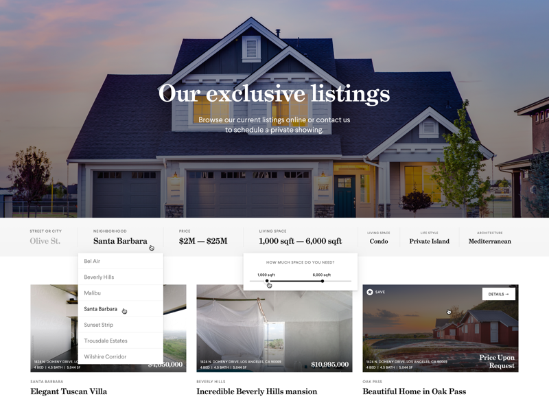 Real Estate Website Design by Vladimir Kudinov on Dribbble