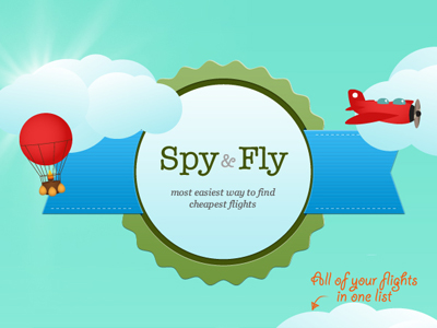 Spy & Fly iPad App airplane clouds logo ribbons