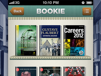 Bookie App based on Pandora UI book ipad ipad3 iphone pandora psd retina shelf ui ui kit