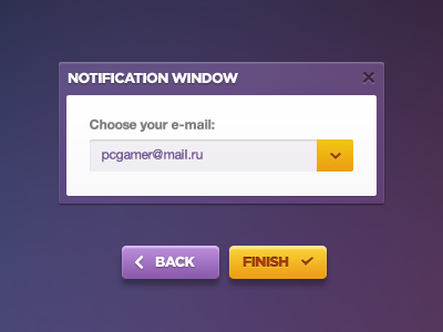 Notification Window back button finish impressionist notification option popup select ui ui kit window