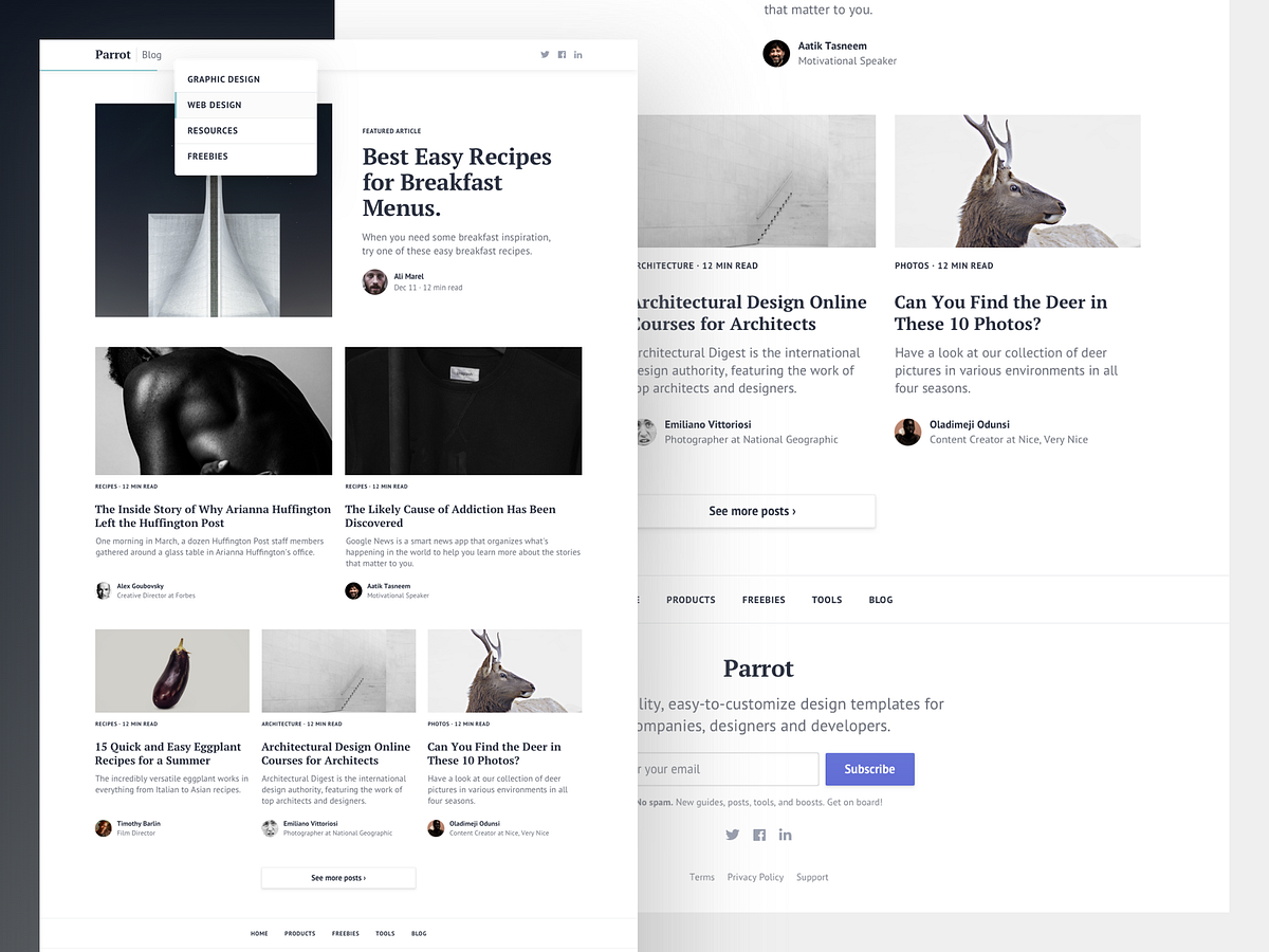 Parrot Bootstrap Blog Template By Vladimir Kudinov On Dribbble