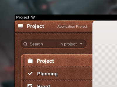 Application Project application ipad menu rebound search ui ui kit ui pack