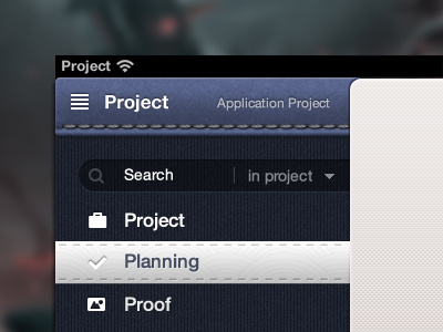 Project management application ipad menu pandora search ui ui kit ui pack