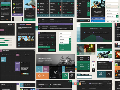 Square UI - Interactive Components Board button carousel components elements flat flat style graph menu price table psd slider sqaure ui ui kit ui pack ux