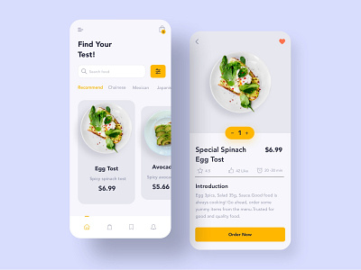 Food Order App UI application cards delivery design fevourite food order product resturant ui ux