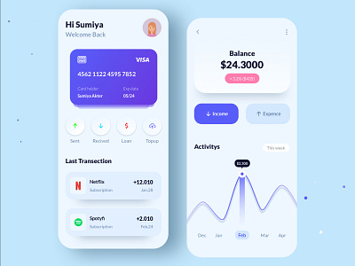 Finance Light theme UI Design
