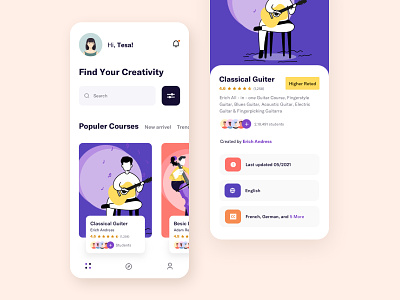 Creative Learning Mobile App android app appdesign application course design app e learning e learning app e learning platform education app illustration ios mobile app design online course online school screens ui ux