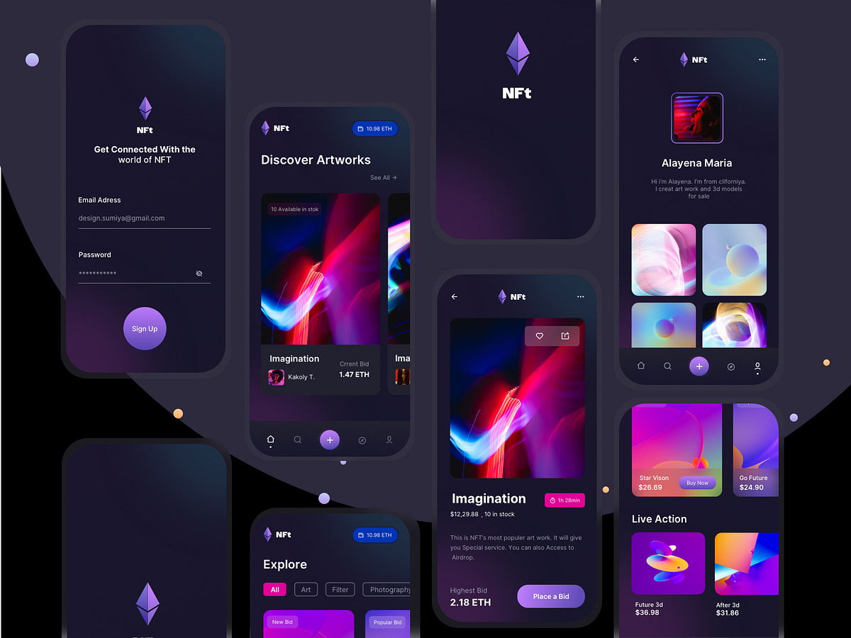 NFT Mobile Marketplace by Sumiya on Dribbble