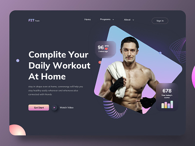 Fitness - Hero Header abstract clean fitness fitness hero gym header health hero home page landing page typography ui ui design uiux ux design web header web hero website workout yoga