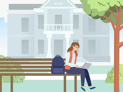 College scene illustration vector