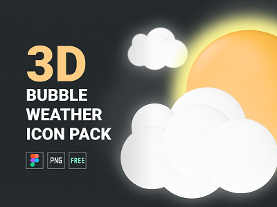Free 3D Bubble Weather Icon Pack 3d design figma design figma free free free design free download freebies icon icon set icon sets mobile app pack ui ux weather weather icon web