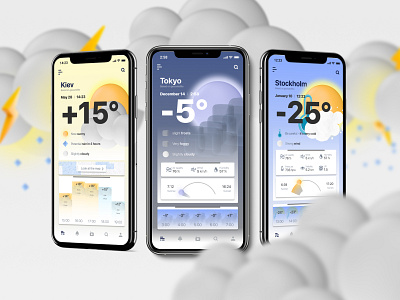 Weather app concept design application cloud design design app fog interface mobile interface mobile ui snow ui ui app ui design ux ux design weather weather app weather icon web