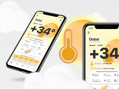 Weather app concept design app app design dubai hot interface interface design minimal mobile design mobile ui screen sun temperature ui uv ux ux ui weather weather app weather icon