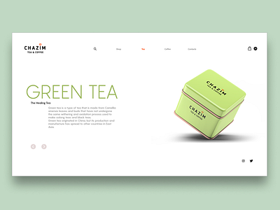 Tea Ecommerce: Landing Page Concept branding coffee coffeeshop ecommerce green logo tea ui uiux ux web website