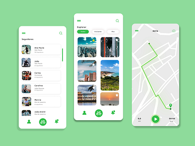 Cycling App app bike clean clean ui cycling design flat green healthy map minimal mobile simple social tracker tracking app travel ui ux
