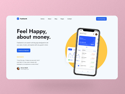 💙FaskBank – Landing Page & App Design