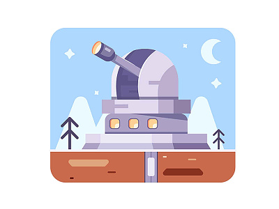 Technical scientific observatory. art astronomy background building design equipment frame galaxy illustration isolated look observatory optical science sky space star technology telescope universe