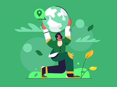 Holds the ground background business cartoon day design earth eco ecology environment global globe hand illustration man nature planet protection save vector world