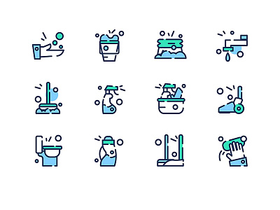 Cleaning icons 48x art business clean cleaner cleaning design domestic equipment house icon illustration isolated laundry maid set sign tool vector wash working