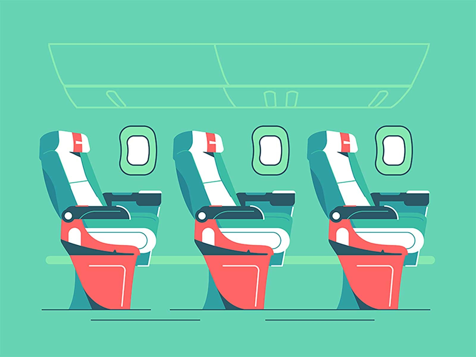 The cabin of a passenger plane decoration design window transport air traveling airplane tourist empty style flat interior aircraft salon illustration vector seat plane passenger cabin