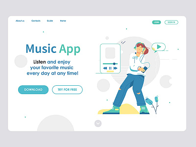 Site design application customization design designer developing development flat graphic illustration landing mobile music page pic scheme site style template vector website
