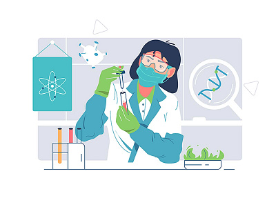Biological research background branding business cartoon character design illustration logo medicine person ui vector