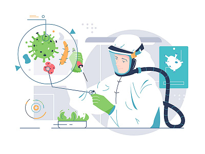 Virology background branding business cartoon design graphic design illustration logo medecine person ui vector virology