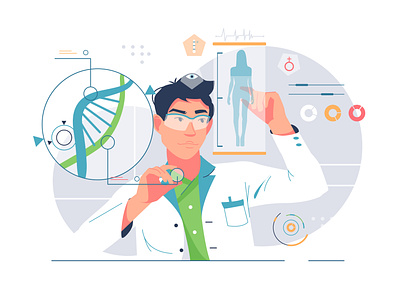 Scientists working with dna in lab