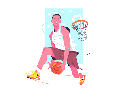 Cool basketball player in sportswear background branding business cartoon competition design illustration logo person ui vector