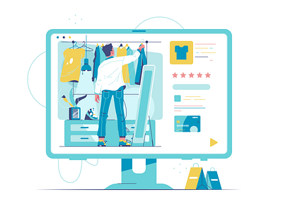 Online shopping background branding business cartoon design illustration logo person shopping ui vector
