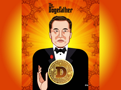 Dogefather Elon Musk Dogecoin 2 concept crypto cryptocurrency design dogecoin dogefather elonmusk flat graphic illustration may nft snl spacex vector