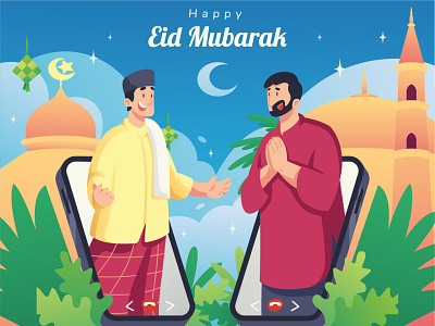 Online Eid celebration buy covid19 design dpicso eid eid mubarak flat home iftar illustration online ramdan vector