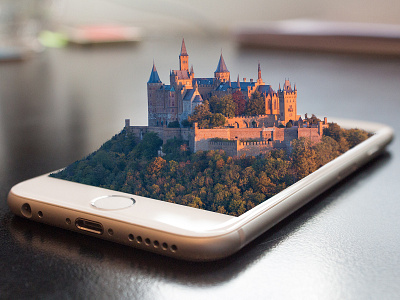 Castle on the mobile phone architecture building camera castle europe hand holding landscape medieval mobile old phone smart smartphone summer technology travel view woman young