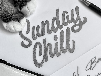 Sunday Chill branding brush calligraphy cat custom lettering customlettering handlettering lettering logo sketch sunday type typography