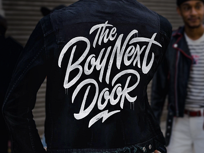 Logo design 'The Boy Next Door' brush denim dj handlettering ink jacket lettering logo paint type typo typography
