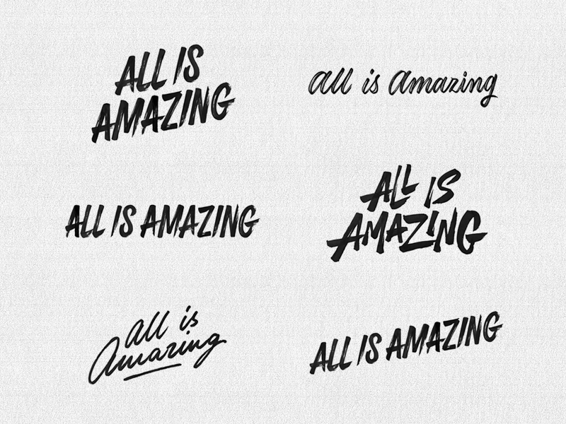 'All Is Amazing' logo concepts design handmade concept branding instagram typo logo calligraphy brush typography handlettering type lettering