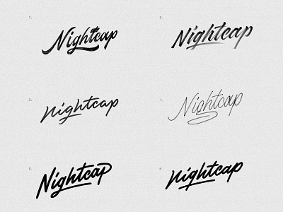 Nightcap logo sketches branding brush calligraphy concept handlettering lettering logo script sketch type typography
