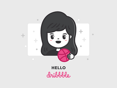 Hello Dribbble avatar character debut illustration selfie