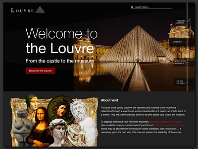 Museum of Louvre - Redesign 003 adobe photoshop adobe xd dailyui design landing page museum museum of art redesign ui ux web
