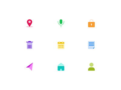 Icon Set calendar clean color colorful colors colour home icon icon design icon set iconography icons location lock microphone minimal profile