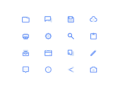 Productivity Icons blue calendar camera clean icon icon set iconography icons letter minimal minimalist pencil search