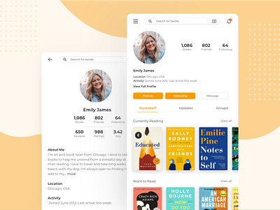 Goodreads UI Redesign Concept app app design application books concept goodreads interface interface design ios mobile redesign redesign concept ui ui design uidesign uiux ux ux design uxdesign yellow