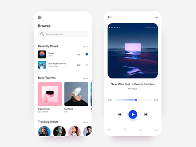 Music player app clean concept interface minimal mobile music music player ui ux