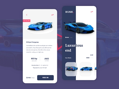 Rent UI design rent mobile rush cart car