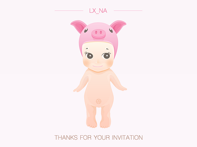 Thank You Lx_na baby child cute invitation lx na pink toy