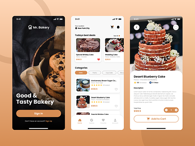 Bakery and Cake Shop UI Mobile App Design app design bakery bakery mobile design bakery shop bakery shop ui cake cake shop cake shop ui design graphicdesign mobile app design mobile design ui uiux user experience user interface ux