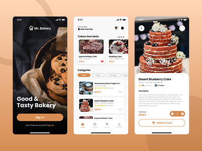 Bakery and Cake Shop UI Mobile App Design