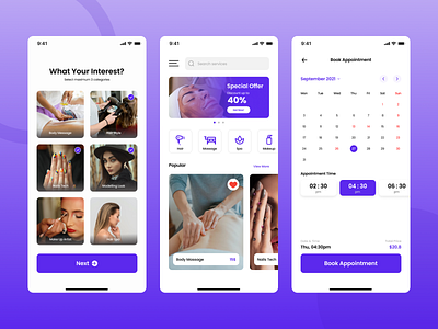 Beauty Salon and Spa UI Mobile App Design